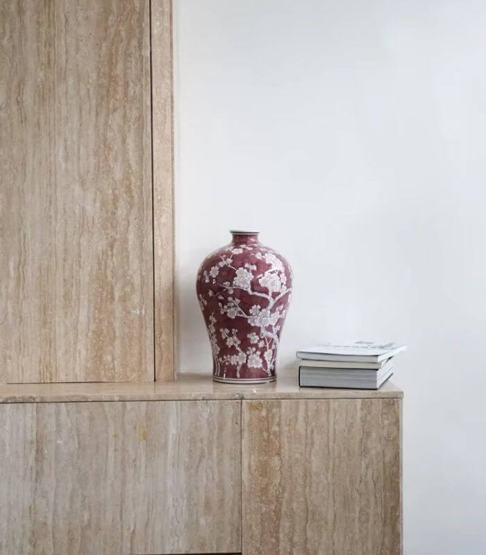 Cherry Blossom Meiping Porcelain Vase - Handpainted Floral Artistry 32cm