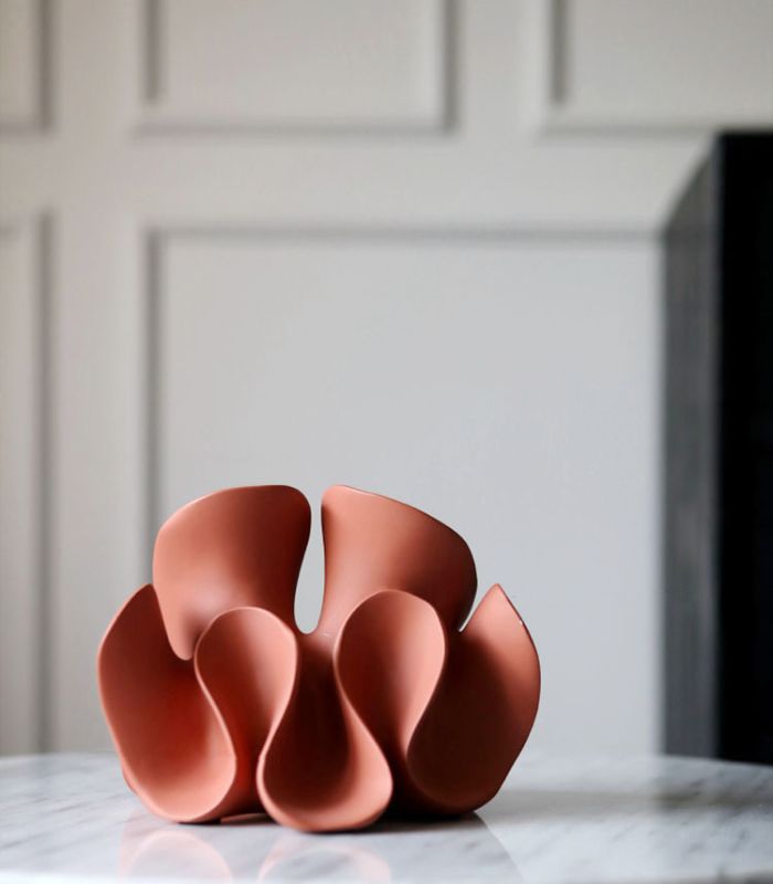 Coral-Inspired Resin Sculpture Terracotta Red Resin Decorative Figurine Object