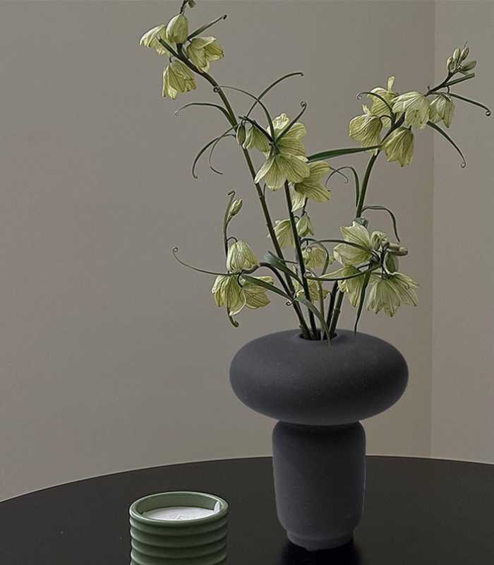 Modern Matte Black Ceramic Vase - Versatile Minimalist Decor Table Top Vase