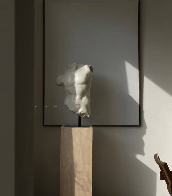 Classical Adonis Torso Sculpture on Stand - Elegant Home Gallery Statue Large 71 cm (28 inch)