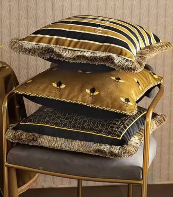 Retro Gold Cushion Cover Decorative Pillow Case Print Velvet