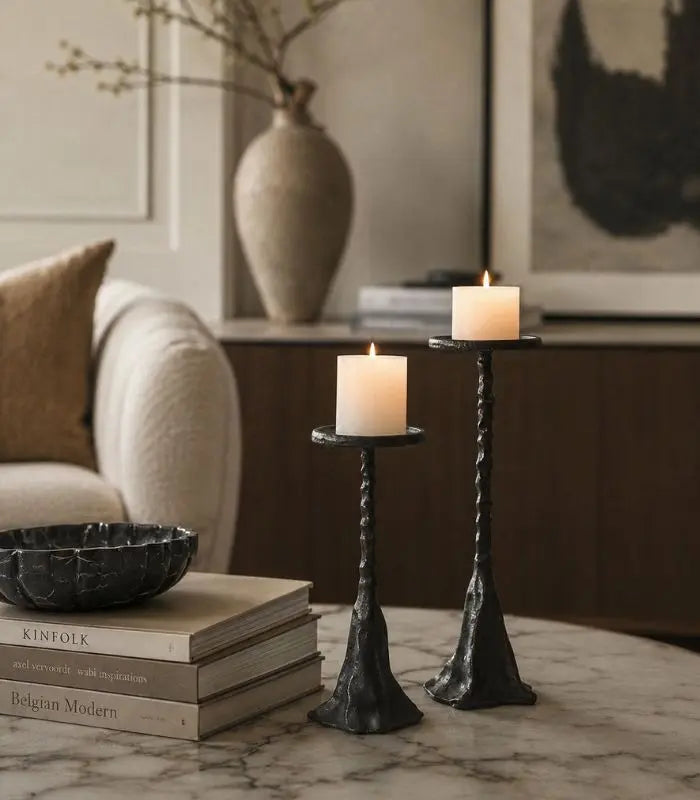 Twisted Pillar Candle Holder – Antique Resin