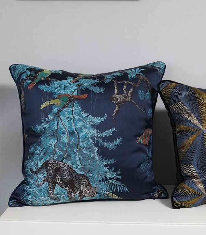 Cushion Cover Wild Life Pillow Case Embroidered Jacquard