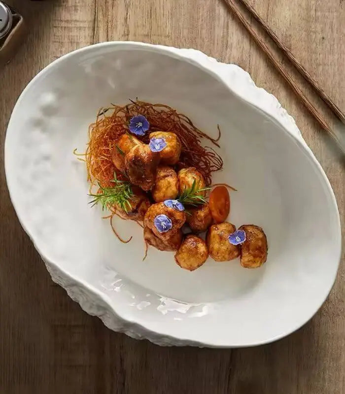 Shell-Inspired Ceramic Serving Bowl