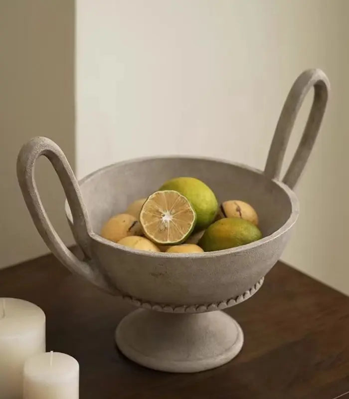 Dual-Handle Fruit Bowl – Classical Amphora Design Resin
