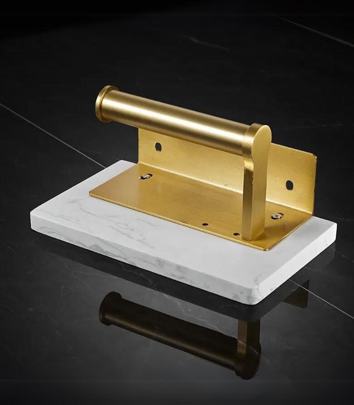 Toilettenpapierhalter Wandmontage Naturmarmor Gebürstetes Gold