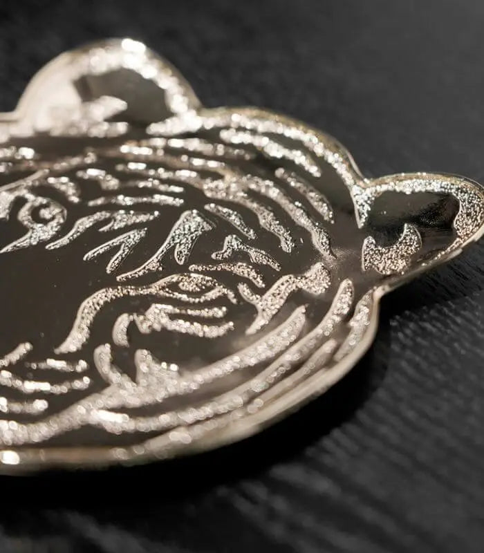 Tiger Embossed Metal Jewelry Tray - Elegant Decorative Catchall Dish