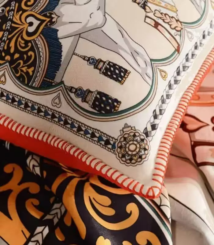 Equestrian Horse Print Cushion Cover 45 cm (18 in) – Polyester Cotton Blend, 2 Colours – Elegant Decorative Throw Pillow