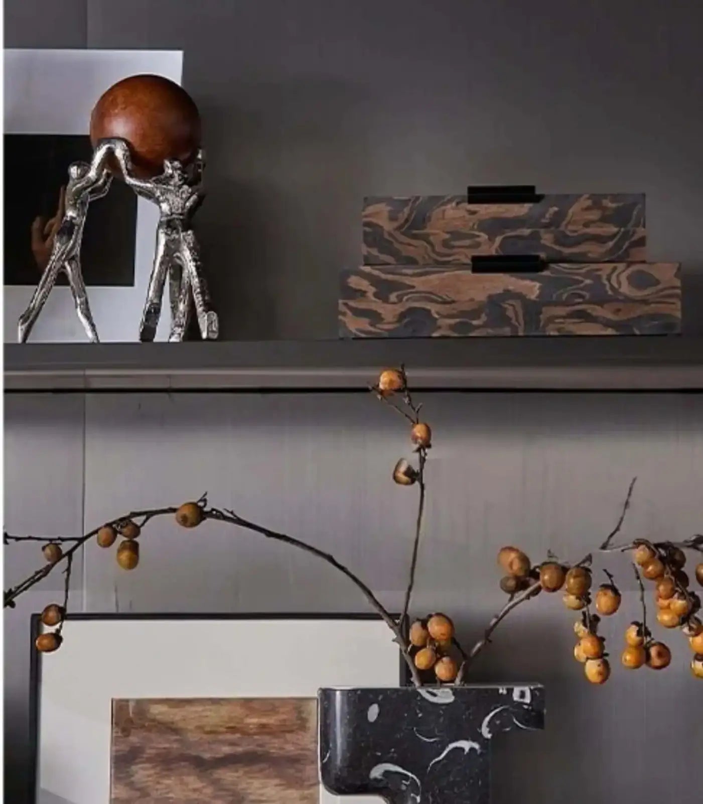 Contemporary Decorative Sculpture Abstract Figurative Sculpture - Atlas Sphere Bearer Art Piece 25 cm