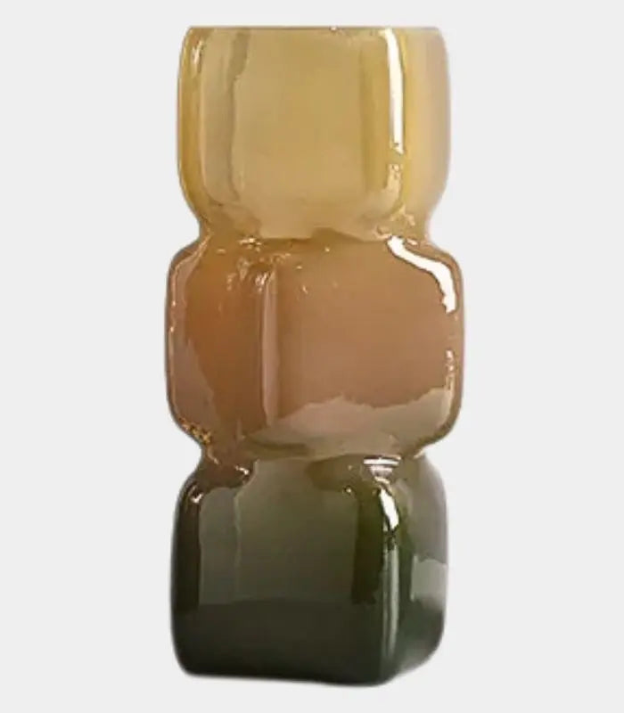 Handcrafted Stacked Glass Vase – Gradient Ombre Design 28 cm