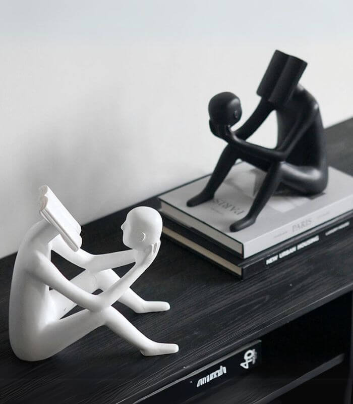 The Contemplation Resin Sculptures – Abstract Figurines in Black or White (22cm / 8.66")