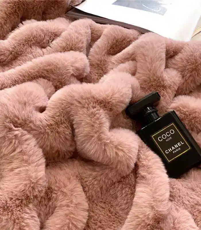 Faux Fur Throw Blanket Decorative Large Pink