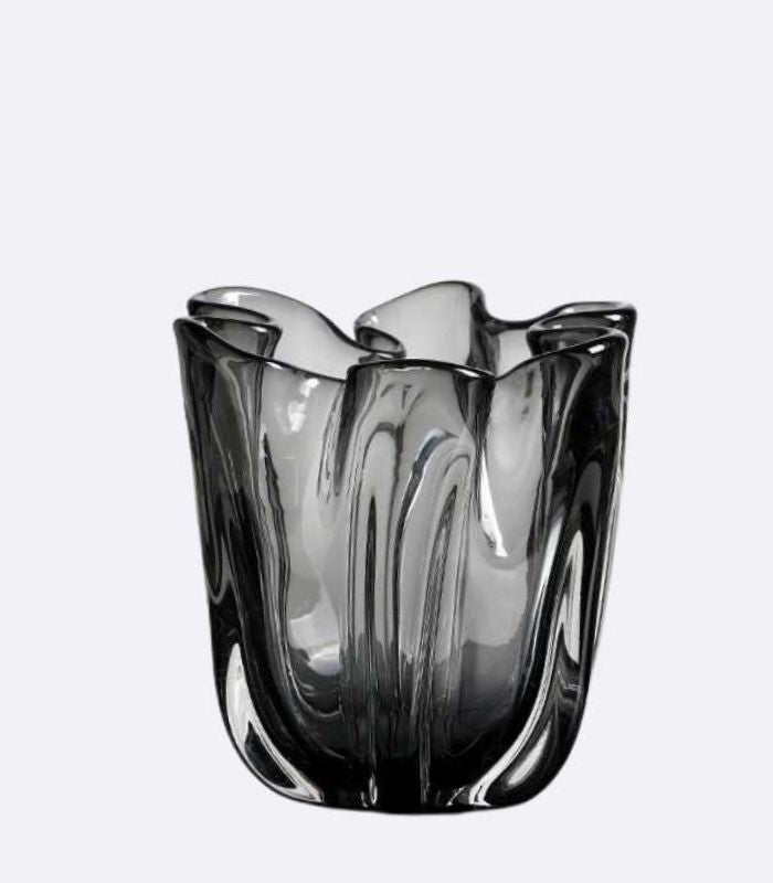 Hand-Blown Glass Vase Floral Black Hue
