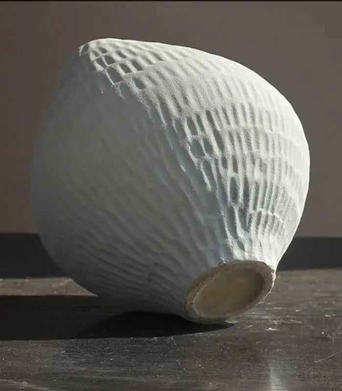 Ripple Ceramic Vase – Textured Sculptural Design White