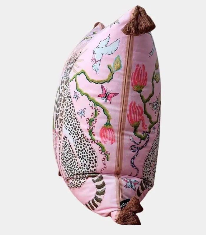 Velvet Cushion Cover with Duo Leopard Print Pink
