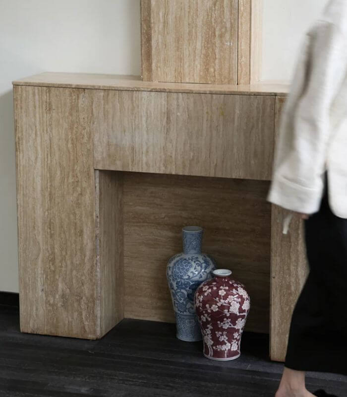 Porcelain Mei Ping Vase - Floral Design Blue and White Large