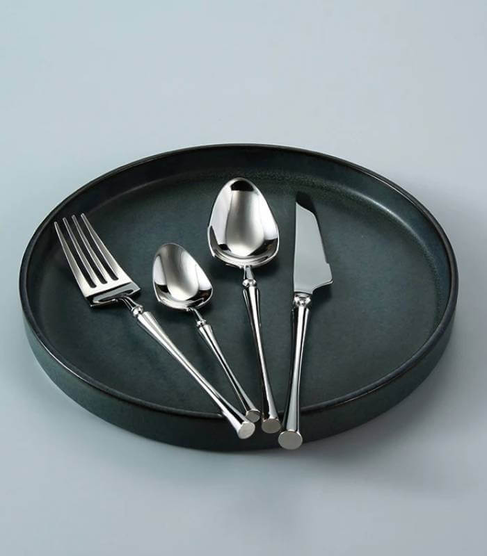 24 Pcs Cutlery Set Classic Stainless Steel Art Deco Silver