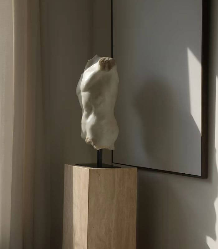 Classical Adonis Torso Sculpture on Stand - Elegant Home Gallery Statue Large 71 cm (28 inch)