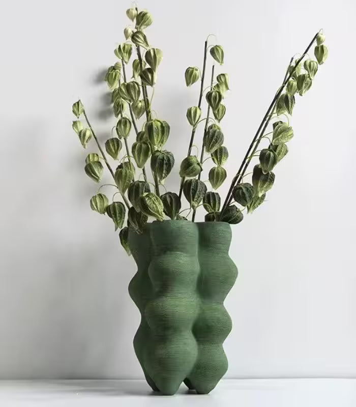 Table Vase Large Handcrafted Resin Green Tall Vases 39 cm