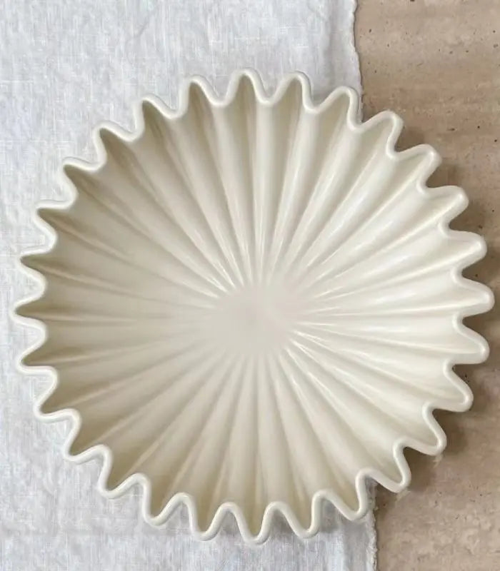 Margot Fluted Ceramic Bowl – Sculptural Cream Design 21 cm
