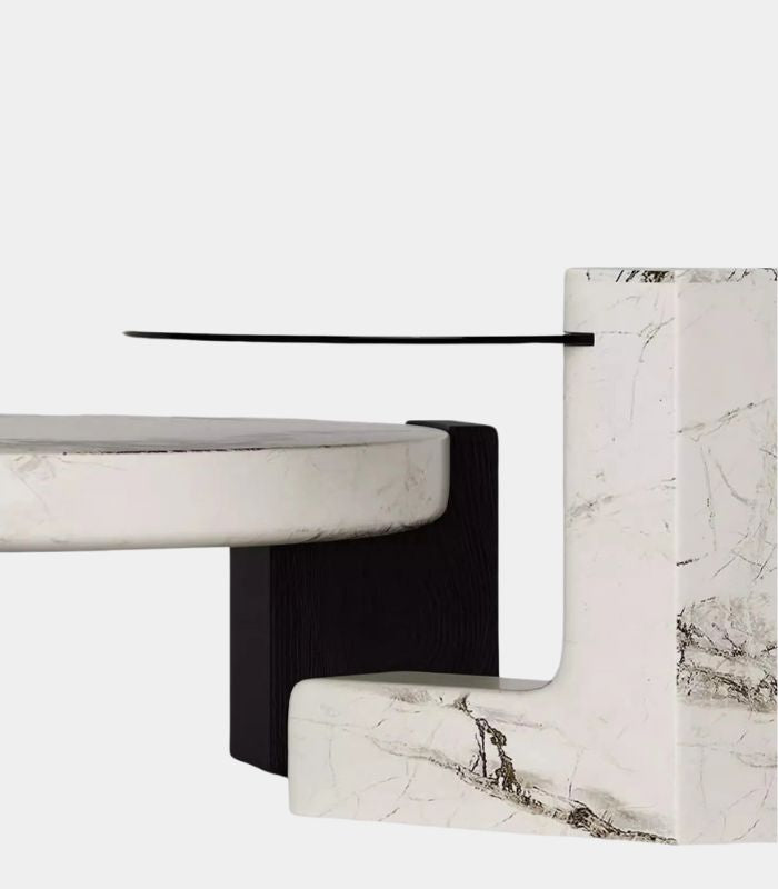 Marble & Glass Side Table 44 cm