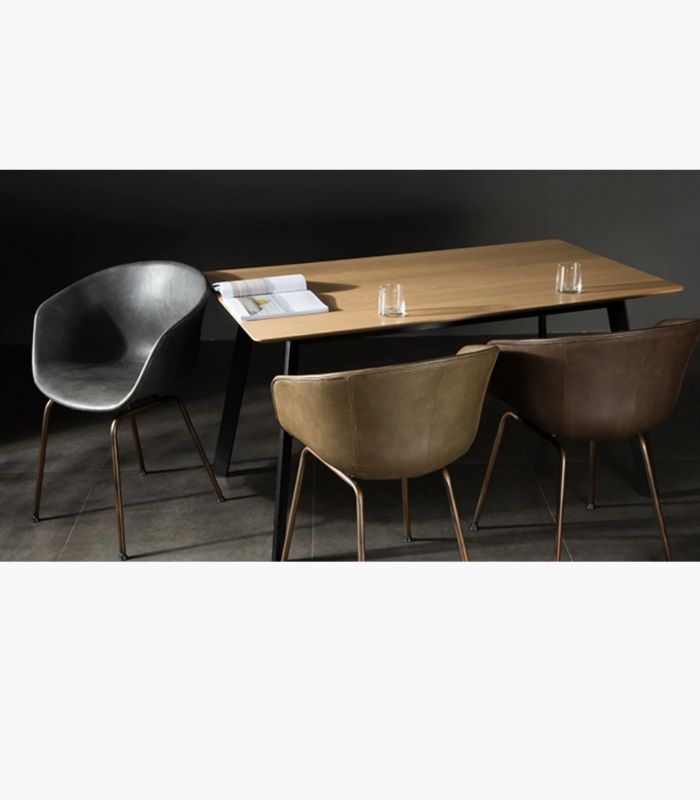 Modern Leather Dining Armchair 80cm