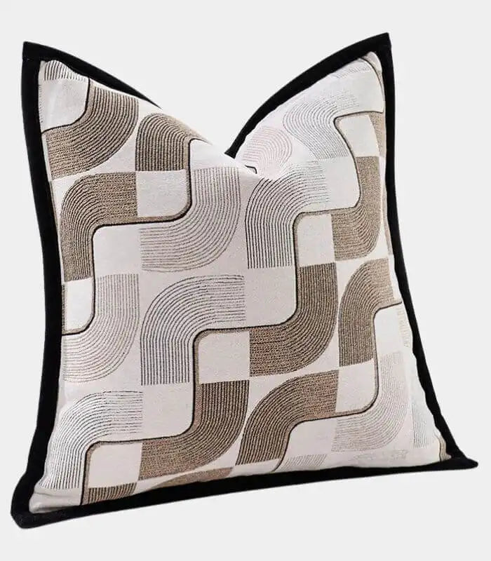 Architectural Flow Cushion Cover – Premium Woven Jacquard Design Square