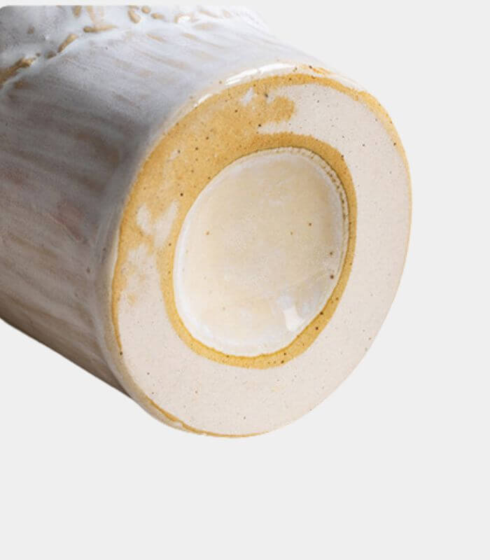 Fleur Blanc Ceramic Tabletop Vase - Hand-Crafted Floral Design 20cm (7.87inch) Creamy white