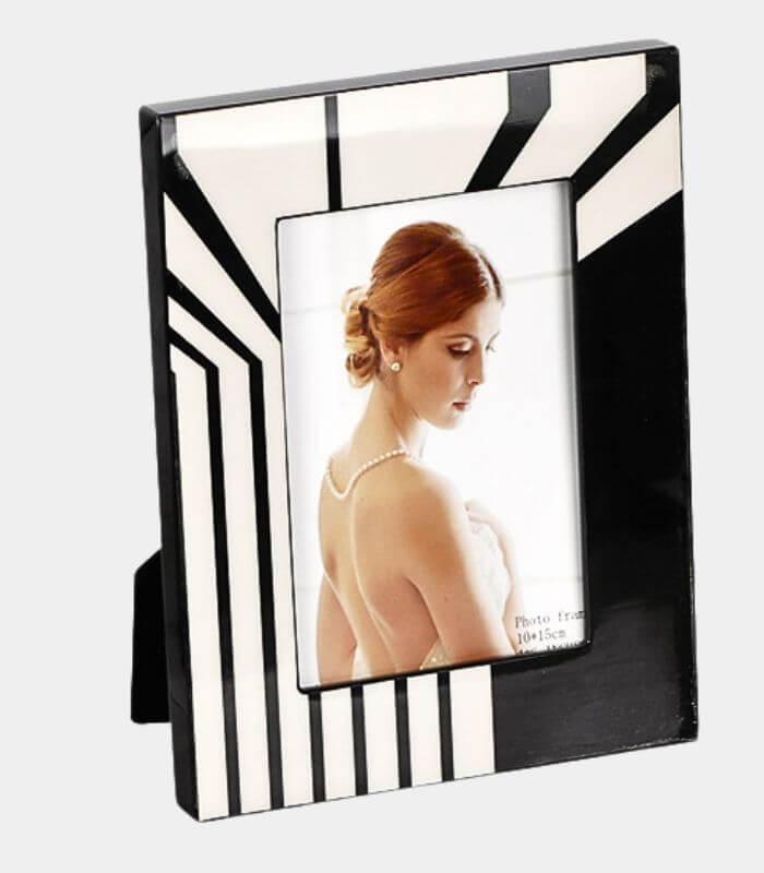 Art Deco Picture Frame - Modern Black & White Geometric Photo Frame
