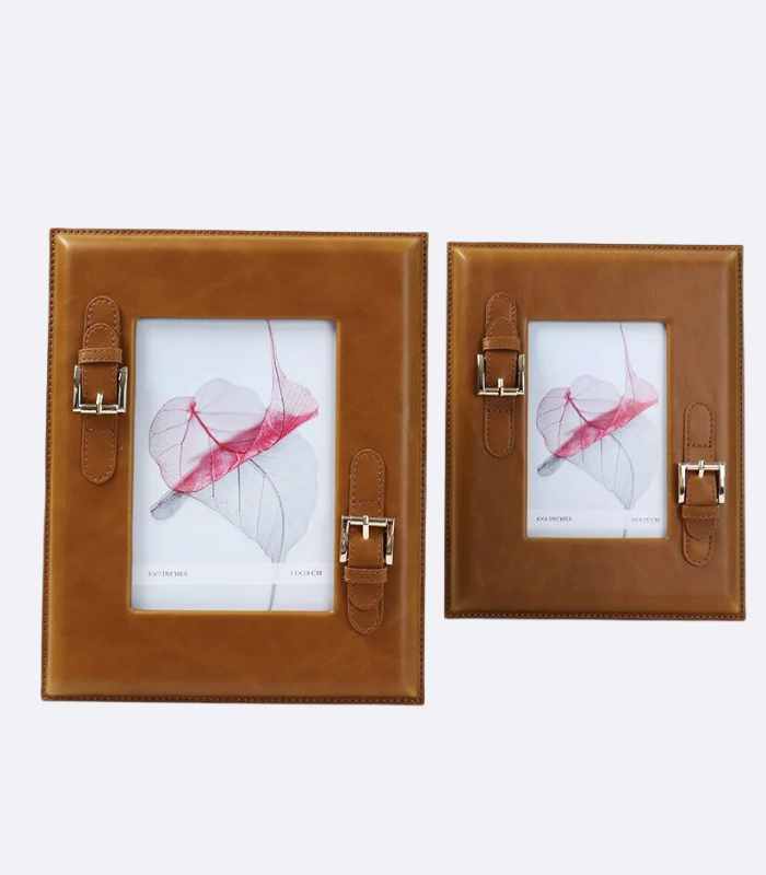Brown Leather Photo Frame with Buckle