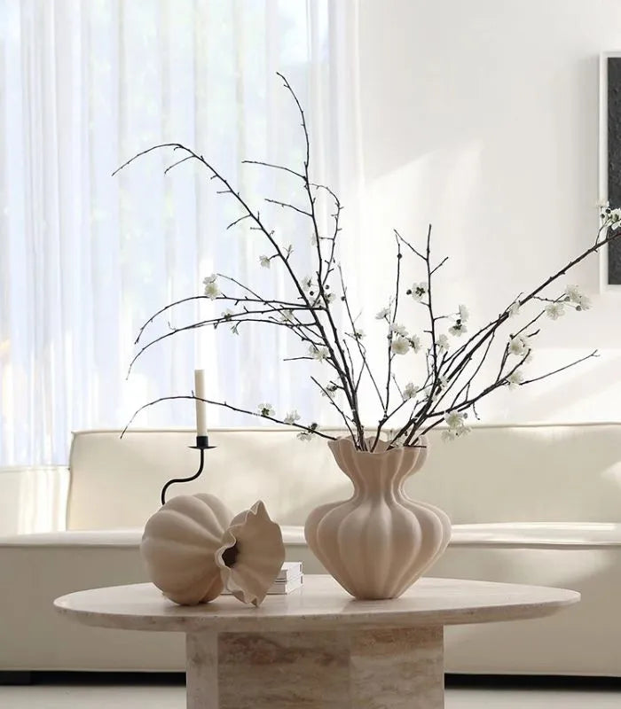 Delmara Handcrafted Tabletop Vase Large Textured Ceramic 34 cm