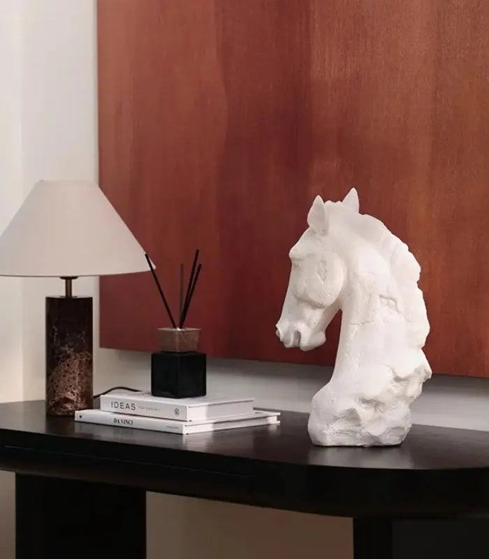 Majestic Horse Head Sculpture – Pearl White Resin Bust