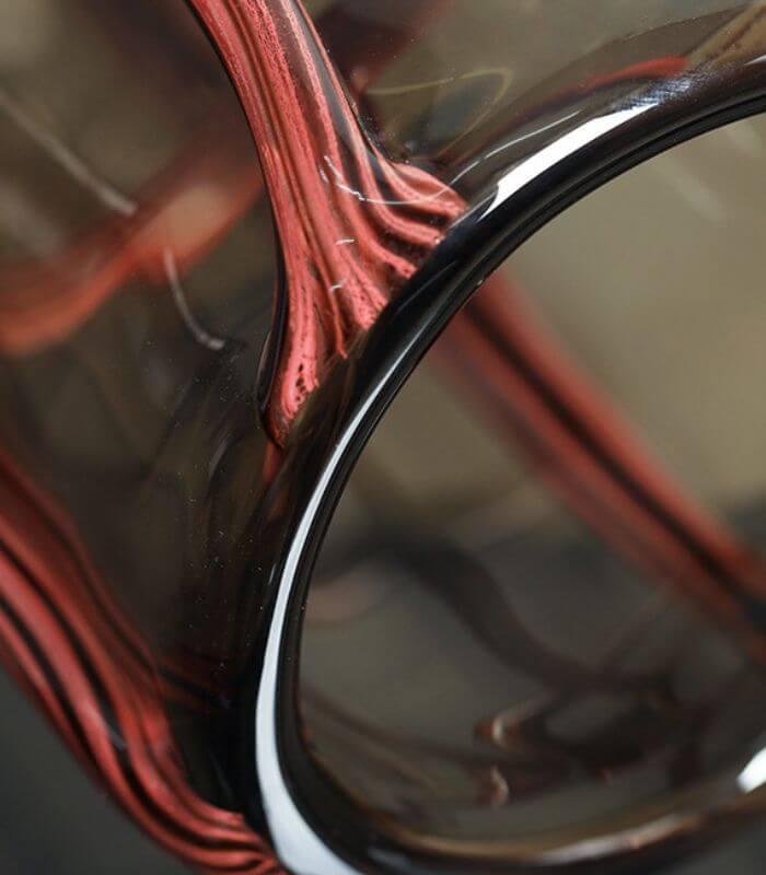 Artisan Hand Blown Glass Vases - Sculptural Elegance Red and Black