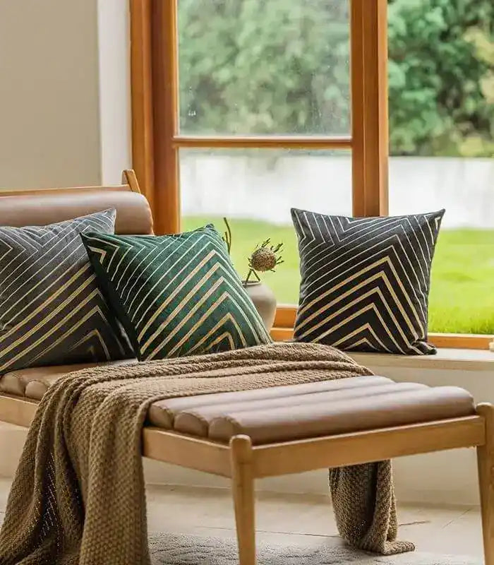 Paddy Velvet Cushion Cover with Gold Embroidery