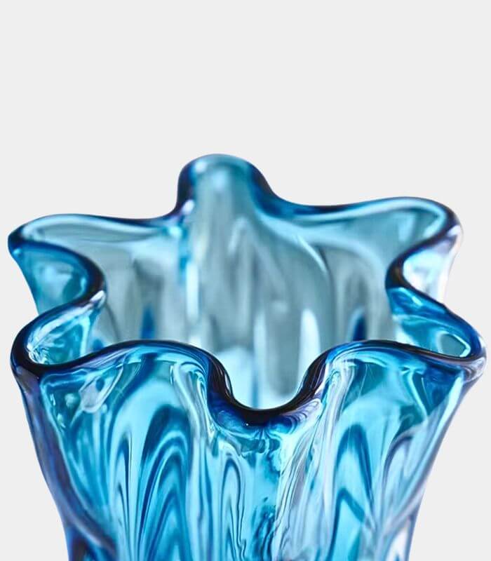 Azure Bloom Glass Vase - Handmade Decorative Vase in Two Sizes Blue
