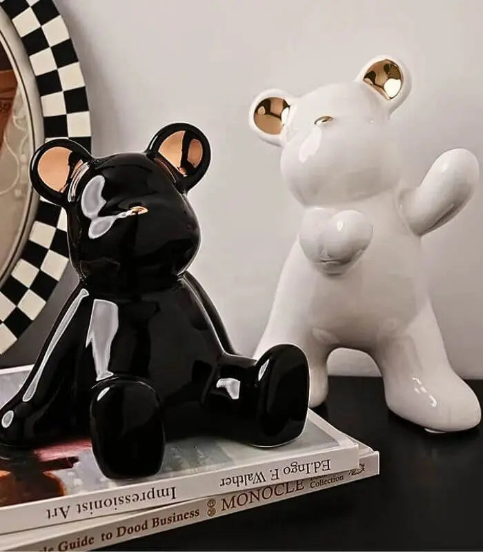 2 Pcs Set Teddy Bear Bookends Ceramic 15-19 cm