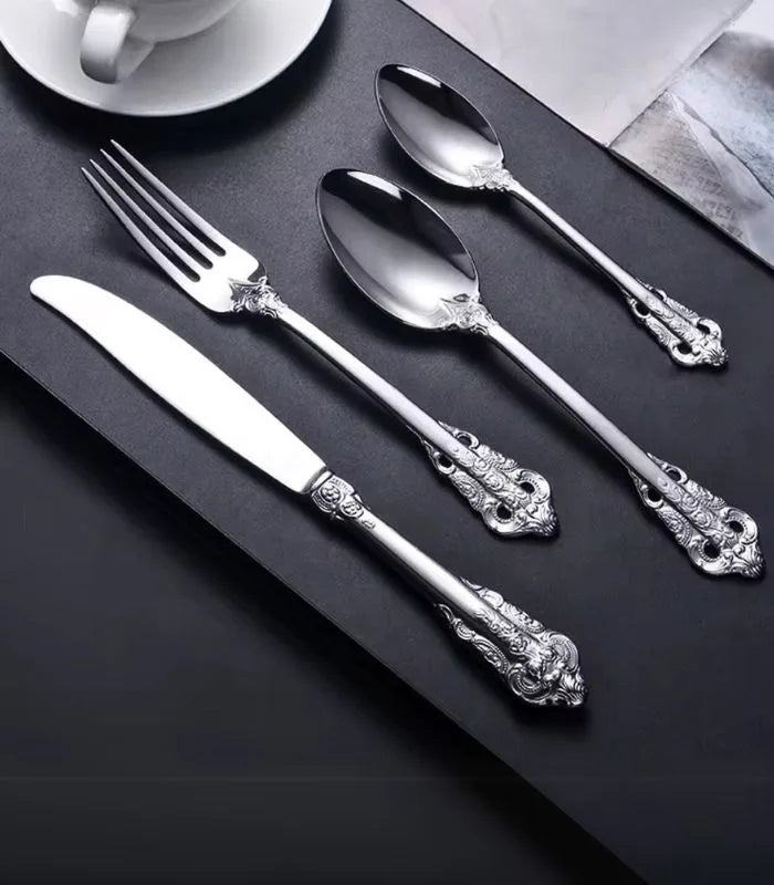 20 Pcs Cutlery Set Valencia 18/10 Stainless Steel Flatware Collection – Intricate Scrollwork Design