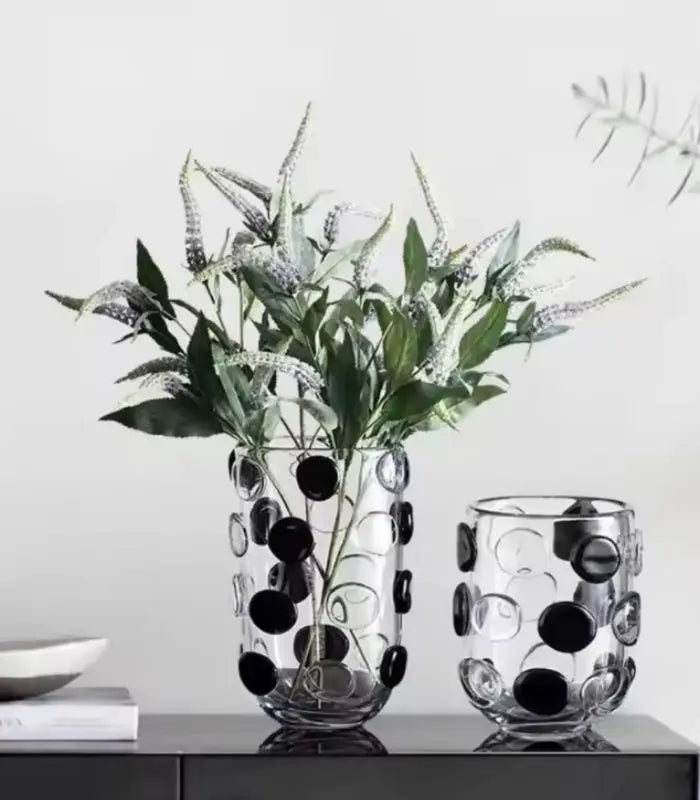 Vivienne Polka Dot Glass Vase – Contemporary Monochrome Design