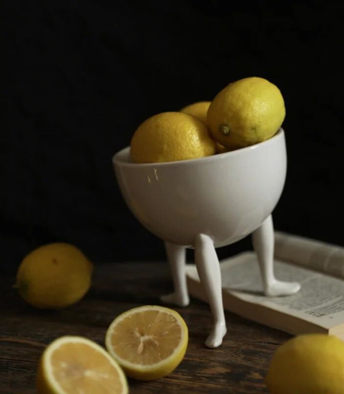 Abstract Ceramic Oval Bowl Footed Fruit Bowl 15.8 cm