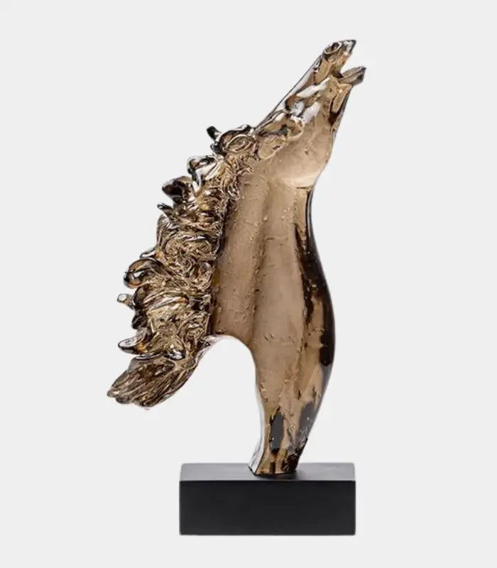 Horse Head Sculpture Resin Statue – Equestrian Home Décor with Black Base (31 cm)