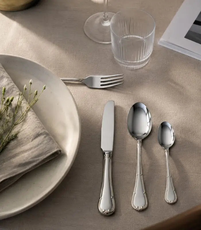 24-Pcs Set Stainless Steel Cutlery Set Rafaello Soft Gold & Silver Flatware Setting for 6 People