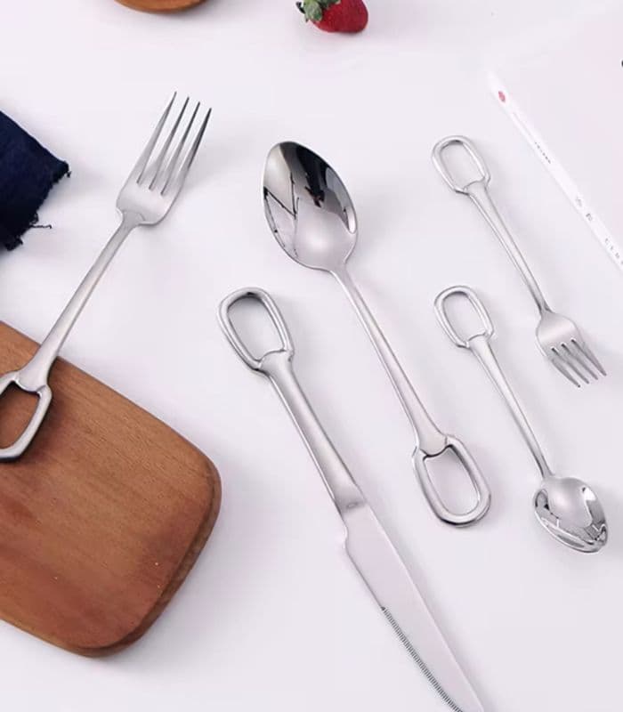 Set 30 Pcs Cutlery Set 304 Stainless Steel Buckle Handle for 6 People