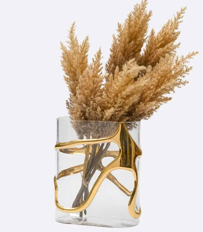 Elegant Gold Stem Glass Vase