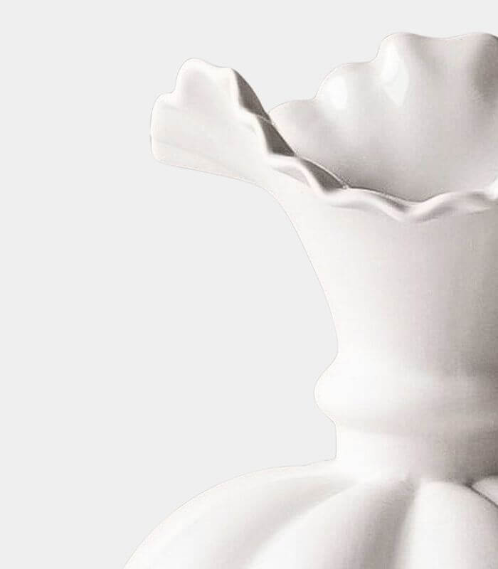 Luna Fluted Ceramic Vase – Matte White, 20 cm