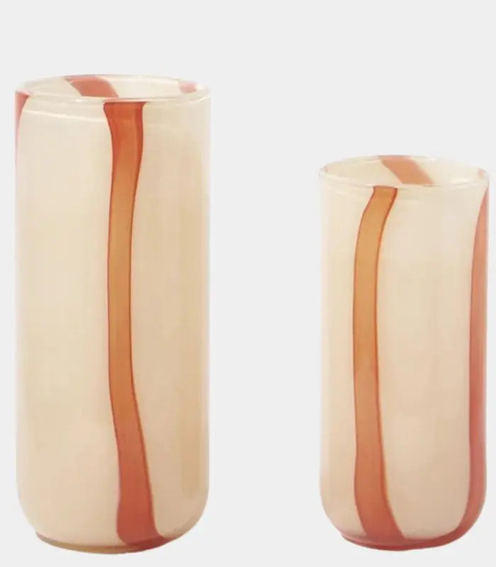 Vianne Handcrafted Glass Vase – Ivory & Terracotta Swirl Cylinder, 2 Sizes