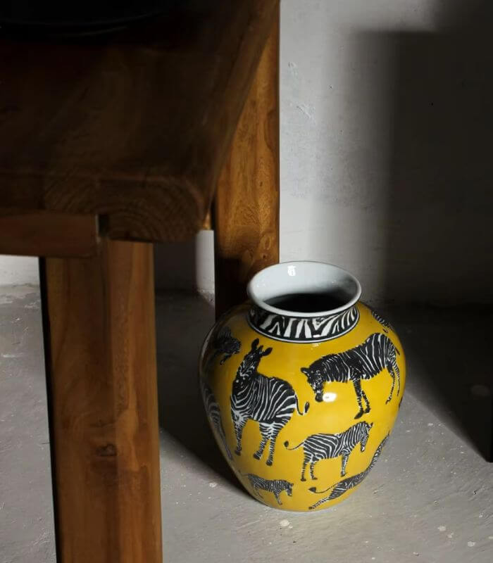 Savanna Zebra Porcelain Decorative Vase Yellow 25.5 cm