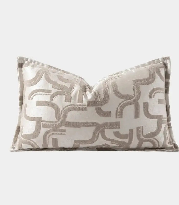 Meander Jacquard Cushion Cover Decorative Pillow Case Taupe & Ivory