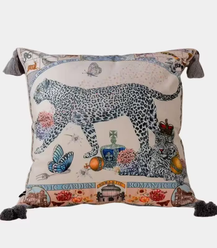 Enchanted Garden Leopard Cushion Cover | Artisan Velvet Decorative Pillow
