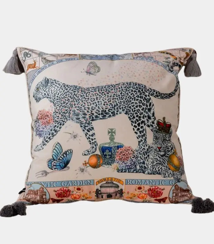 Enchanted Garden Leopard Cushion Cover | Artisan Velvet Decorative Pillow