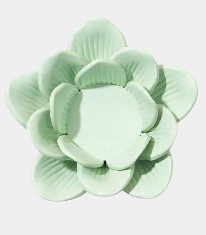 FLORA Lotus Ceramic Tealight Holder | Artisanal Flower Candle Holder | Modern Home Decor 13cm